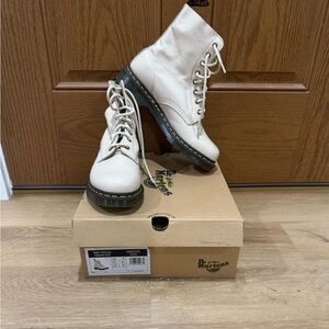 Dr. Martens Women's Off-White Combat Boots- Size 10